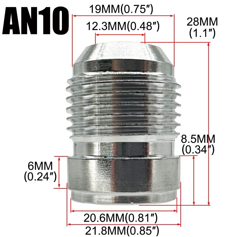 AN3 AN4 AN6 AN8 AN10 AN12 AN16 AN20 Male Weld On Fitting Adapter Weld Bung Aluminum Fuel Hose Pipe Tube Straight Fitting Silver