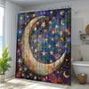 Starry Night Moon Shower Curtain - Waterproof, Mildew-Resistant with Cosmic Design for a Dreamy and Magical Bathroom Decor