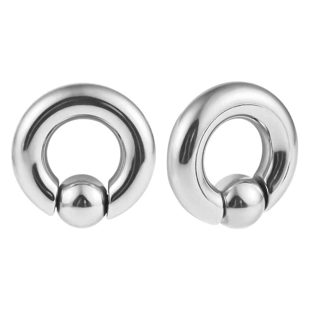 Vankula 2pcs Ear Plug Tunnels 316L Stainless Steel Piercing Captive Hoop Ear Gauges Weights for Flesh Piercing Body Jewelry