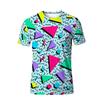 Vintage 80er 90er Grafik T-Shirt für Herren Retro 3D-Druck Geometrische T-Shirts Hip Hop Kurzarm Tees Street Oversized T-Shirt
