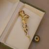 Gold-Plated Cloud Knot Brooch with Zircon and Pearl