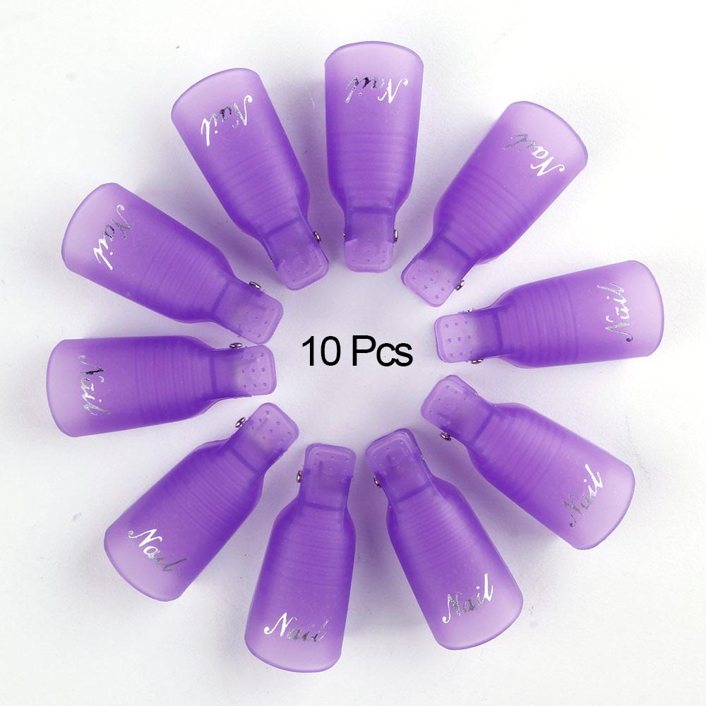 10 PCS FAI DA TE Tappo Ammollo Unghie Artistiche Clip Per Unghie Permanente di Rimozione Dello Smalto Cleaner Consigli Dita Gel Polish Remover Strumenti per Manicure 10  PCS violetto