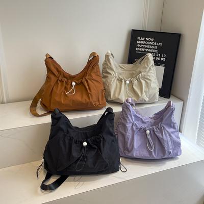 2025 Spring New Lazy Style Cloth Bag Large Capacity Lightweight Tote Bag Casual Simple Solid Color Shoulder Messenger Bag