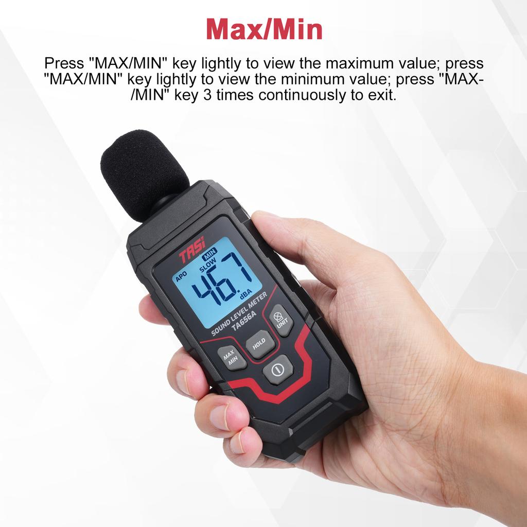 TASI TA656A 30~130dB Zvukoměr Decibelmetr Zvukový Detektor Zvukový Měřič hluku 0,1dB