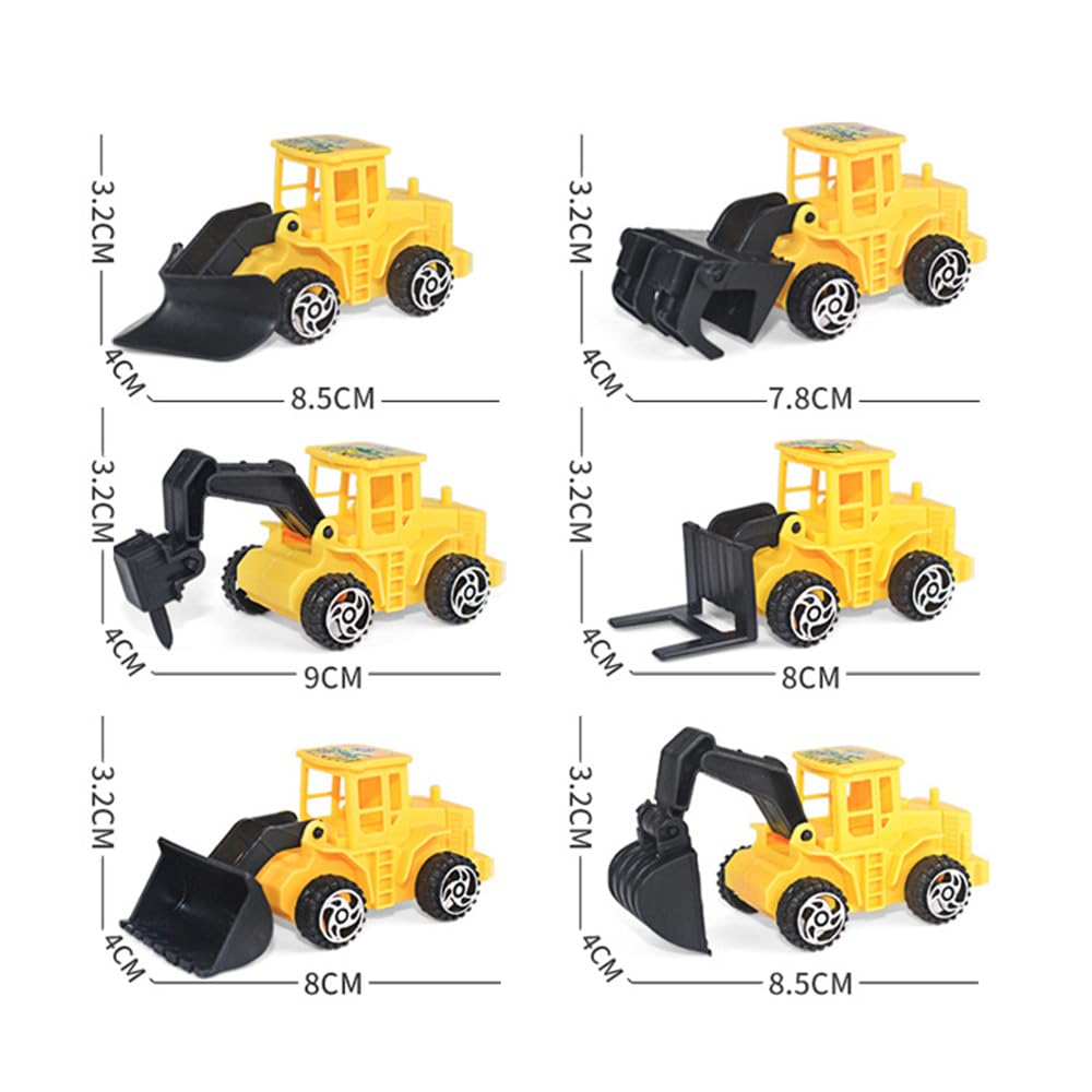 DUOLEIMI Cake Top Heavy Machinery Construction Vehicle Cake Topper 6-Piece Set Mini Car 3D Cake Decoration Pick Vehicle Boy Birthday Cake Decoration