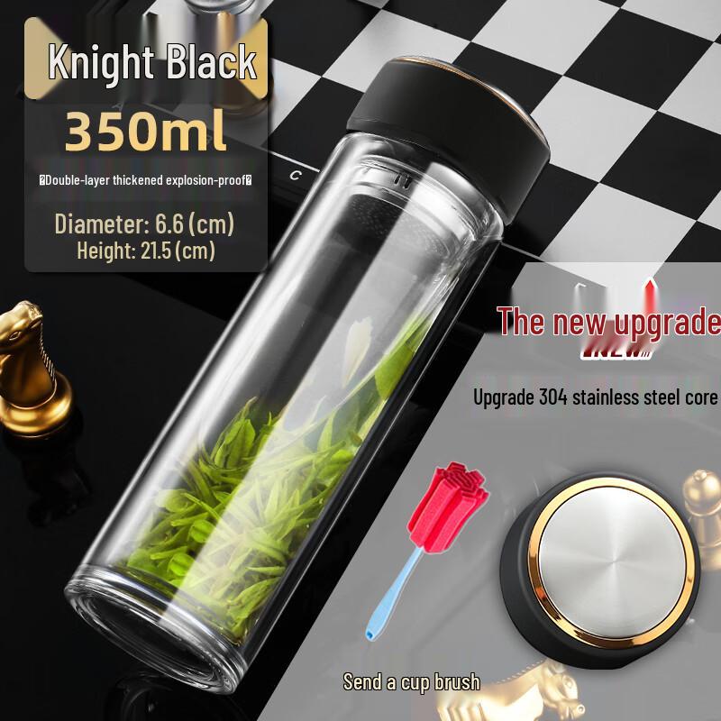 ZISIZ Double Wall Glass Water Bottle