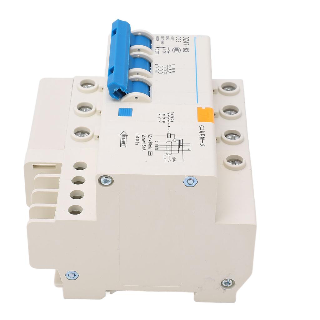 Circuit Breaker 3P and N MCB DIN Rail Mount 4500A Breaking Capacity 400V 63A for Home Office