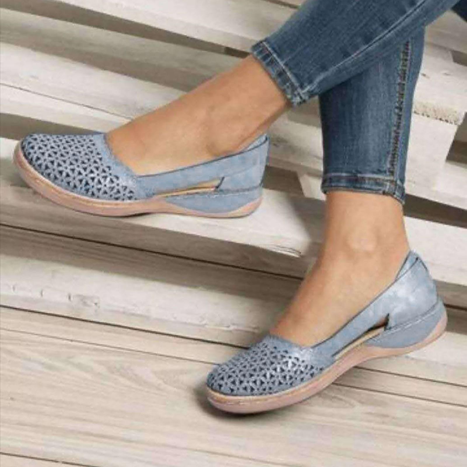 

Летние женские ортопедические сандалии на танкетке, винтажные повседневные сандалии без шнуровки 41 светло-синий