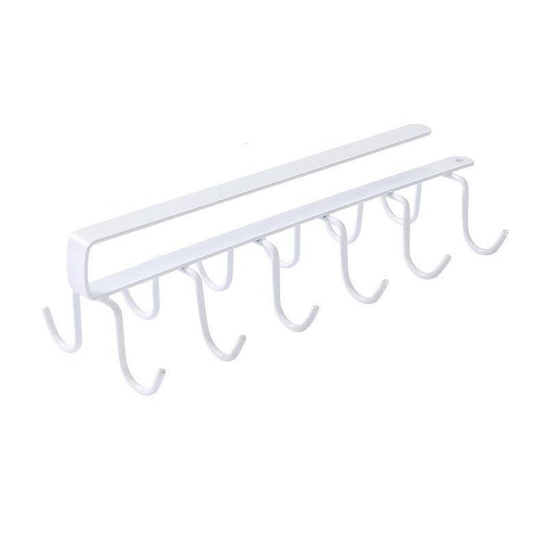 Wall-mounted Hat Storage Rack Iron Storage Hanger with 6 Hooks Portable Multi-functional Wardrobe Storage Hanger Door Hat Holder