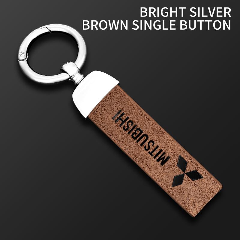Car Vintage Leather Keychain Ring Zinc Alloy Chain Key For Mitsubishi Colt I200 Space Delica Triton Eclipse Outlander Pajero ASX HZ8