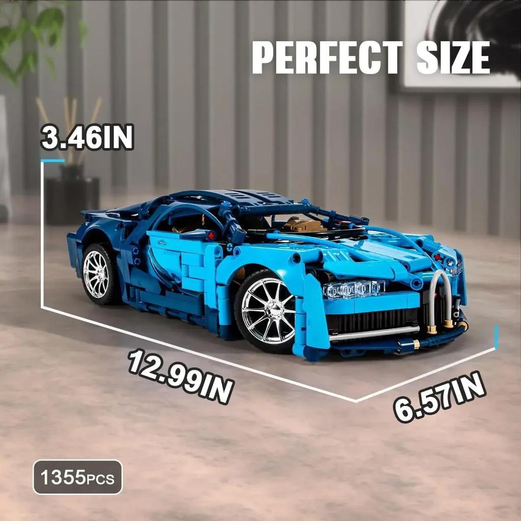 City Technical Super Bluce Sports Car MOC Building Blocks Kit 1:14 Scale Model Super Speed Vehicle Assemble Toy Bricks Kids Gift