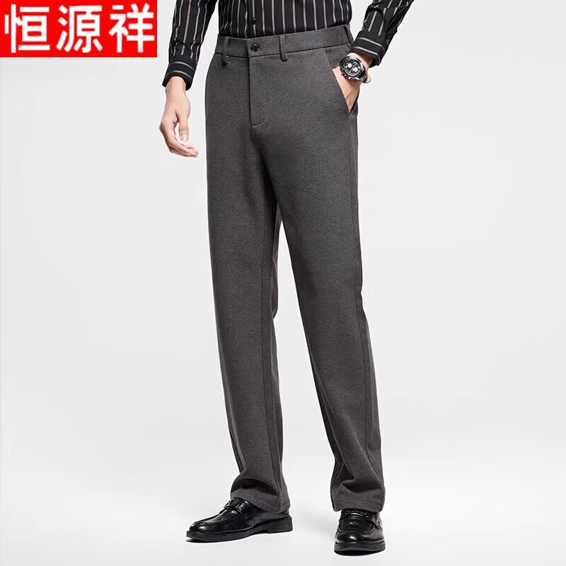Hengyuanxiang Men s Winter Wool Blend Straight-Leg Trousers 32