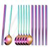 12Pcs Household Black Gold Cutlery Set Flatware Chopsticks Spoon Stainless Steel Dinnerware Set Luxury Korean Tableware Set