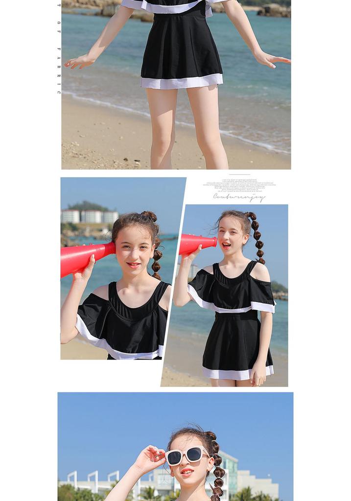 Korean Style Quick-Dry Ruffle One-Piece Swimsuit for Girls