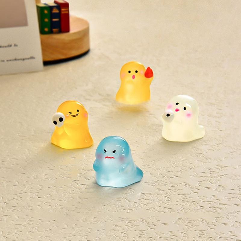 Mini Luminous Halloween Ghost Ornament Cartoon Doll Micro Landscape Dollhouse Model Car Interior Home Desktop Decoration