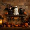 Indoor Outdoor Porch Decorations Halloween Key Holder, Wooden Lady Ghost Holder with 4 Hooks, Wall Decorative Hanger for Entryway Mounted Spooky Rack