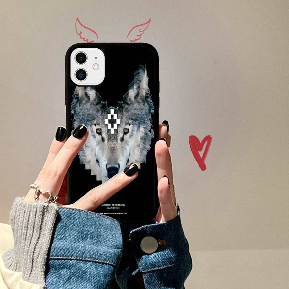 M-MARCELO B-BURLON PC+TPU Telefoonhoesje Voor IPhone 17 16 15 14 13 12 11 Pro Max Plus Kawaii Cartoon Cover