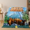 Lustige Grizzy und die Lemminge Cartoon Flanelldecke Weiche Warme Überwurfdecke für Bett Schlafzimmer Zimmer Wohnzimmer Reise Picknick Kind