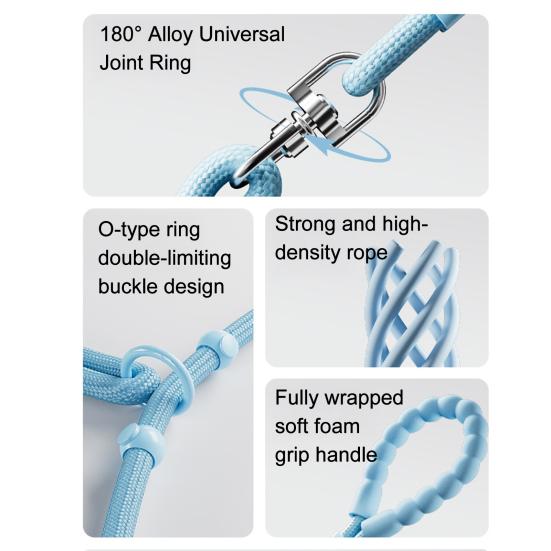 Double-ended P Chain Dog Leash Non-Slip Handle High-Density Nylon Braided Rope Adjustable Length Y-Shaped Pet Leash
