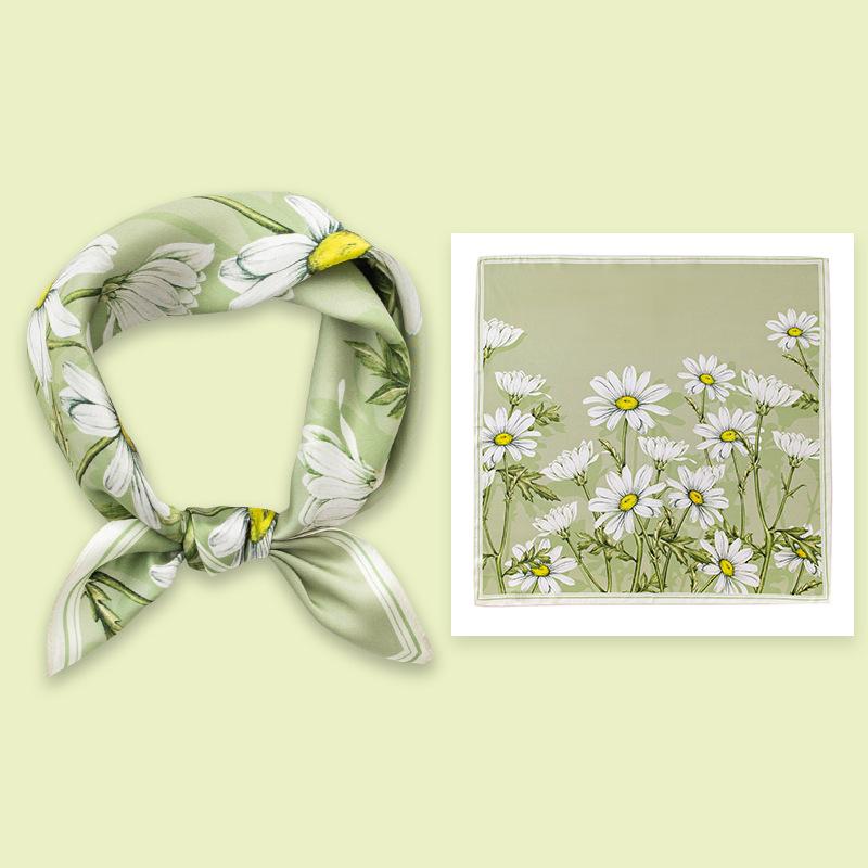 53Cm spring and summer new temperament women's 100% mulberry silk printed silk scarf fashion versatile high-end scarf shawl