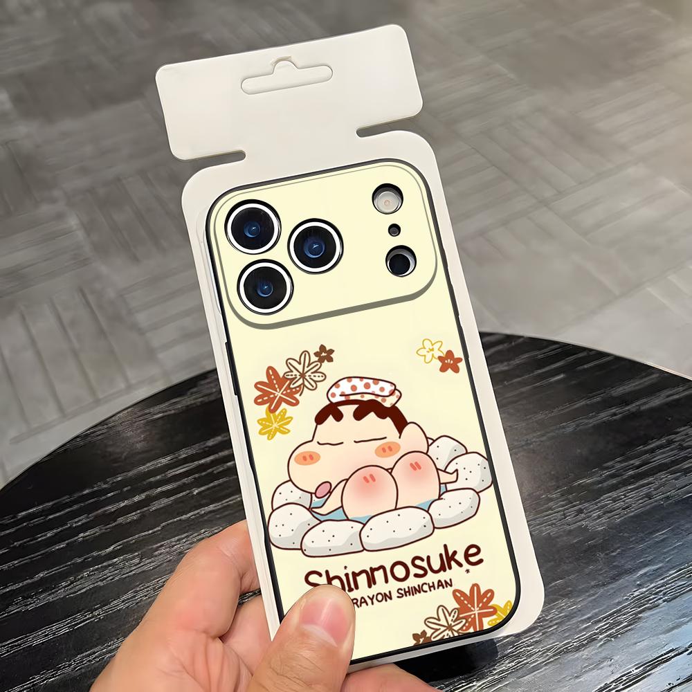 C-Crayon S-ShinChan Phone Case For IPhone 17 Air 16 E Pro Max 15 14 13 Mini 12 Pro 11 Max Plus Black Soft Shell