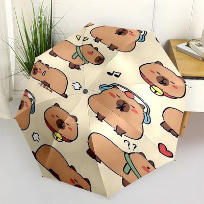 Capybara Themed Travel Umbrella-8 Ribs Automatic Opening and Closing, Portable Folding Design, Compact and Stylish Umbrella Suitable for Out
