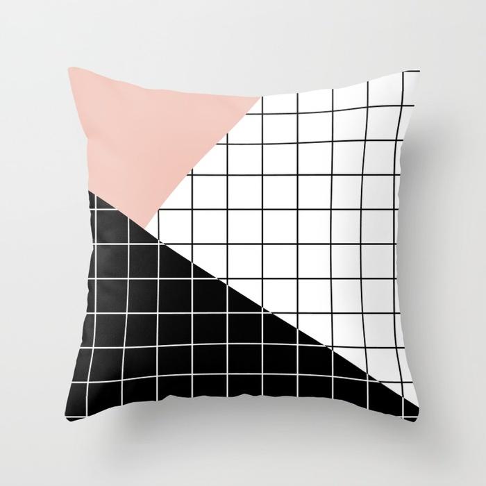 Nordic Style Black White Geometric Pillow Office Sofa Living Room Bed Headrest Car Sleeping Pillowcase Customizable Pp Cotton