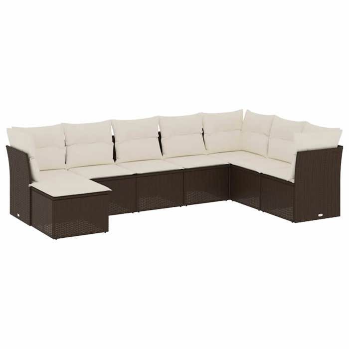 VidaXL Garden Lounge Set with Cushions 8 Pcs, Patio Sofas, Patio Furniture Set, Outdoor Furniture, Brown 3218053