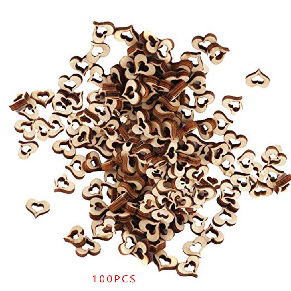 100pcs Heart Shape Wooden Chip Wedding Photo Prop Decorations Eco-friendly Ornament