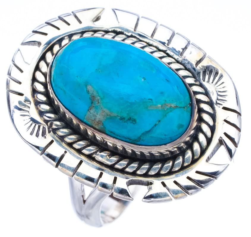 

StarGems® Natural Turquoise Pigeon Wings Handmade 925 Sterling Silver Ring 7.5 F0499