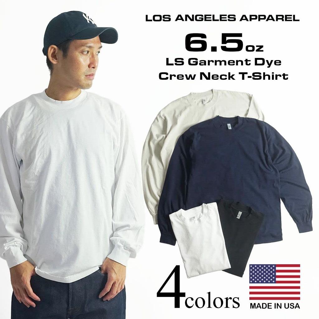 Tričko Angeles LOSANGELES APPAREL 1807GD Garment Dye s dlouhým rukávem a kulatým výstřihem, bílé XXL [Los Apparel] 6,5 oz