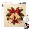 Premium Framed Pearl Art Kit with Christmas Bell Bow 5D Sparkling Bead Canvas DIY Relaxing Craft for Festive Holiday Home Wall Decor Gift