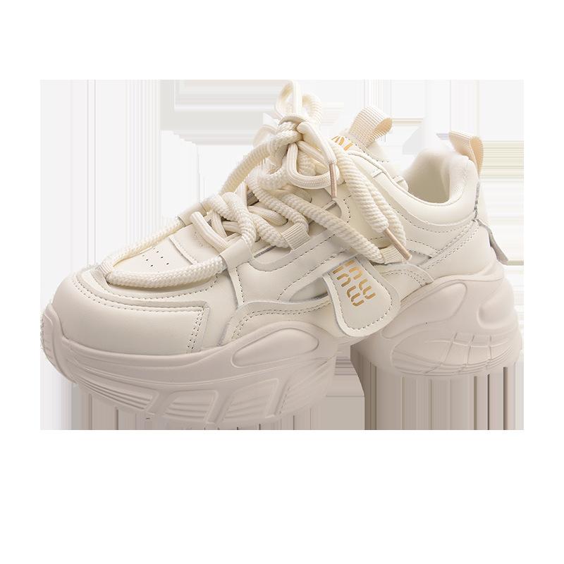 European station shows small platform dad shoes, women's spring and autumn increase 2025 new popular white casual sports shoes