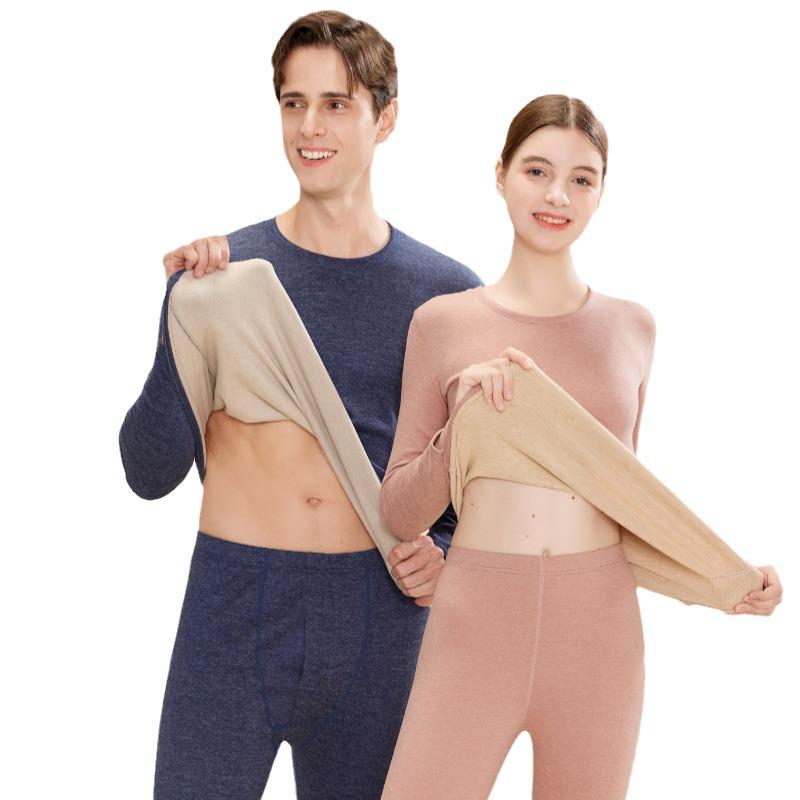 Mulberry Silk Wool Thermal Underwear Set: Velvet-Lined for Men & Women, Perfect for Autumn & Winter