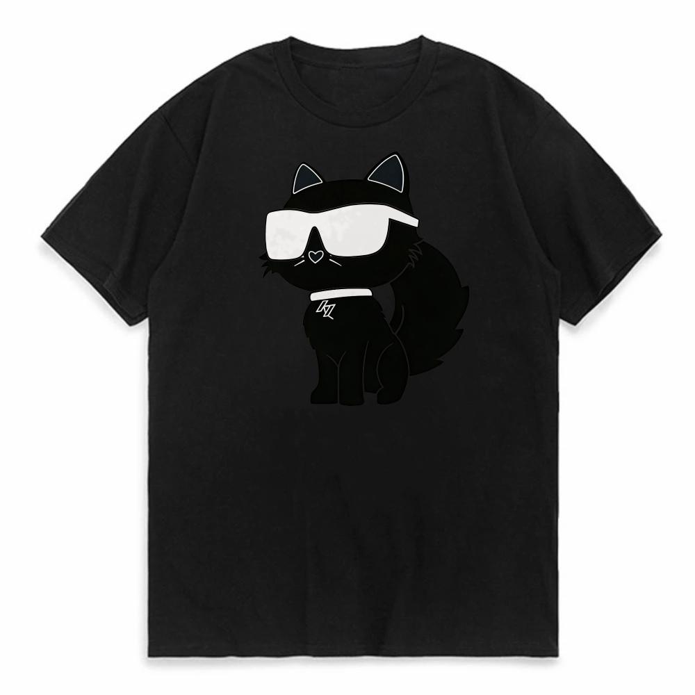 

Male and Female Couples Neutral Cartoon Cat Fashion Crew Neck Short Tshirt Printed Trend Summer Top Short Sleeve Women Clothing 4XL