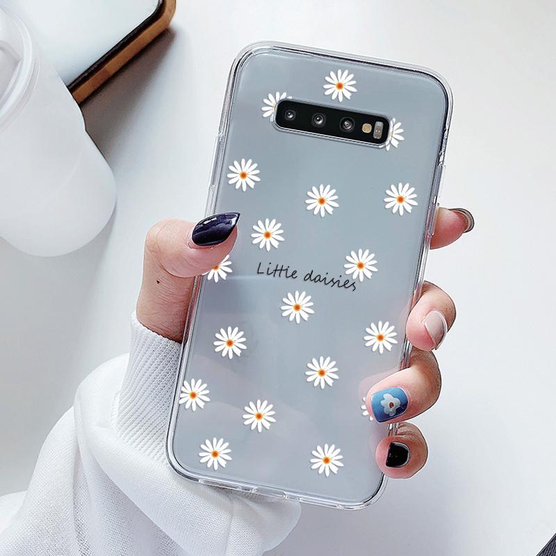 For Samsung Galaxy S10 S10E S 10 Plus Phone Case Cartoon Back Cover Transparent Soft Silicone Flower Funda For Samsung S10+ Cute