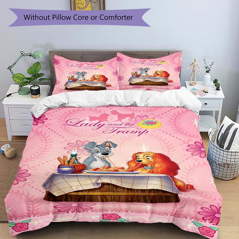 Lady Tramp Romance Print 3Pcs Bedding Setduvet Cover With 2 Bedropillowcase Home Birthday Gift