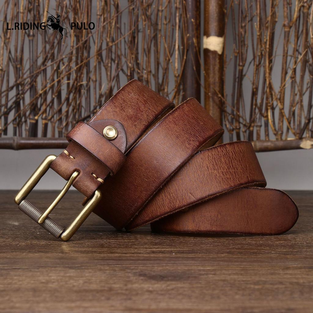 Handmade, Widened and Thickened Top-grain Cowhide Men's Leather Belt, American Retro Style, Pin Buckle Belt