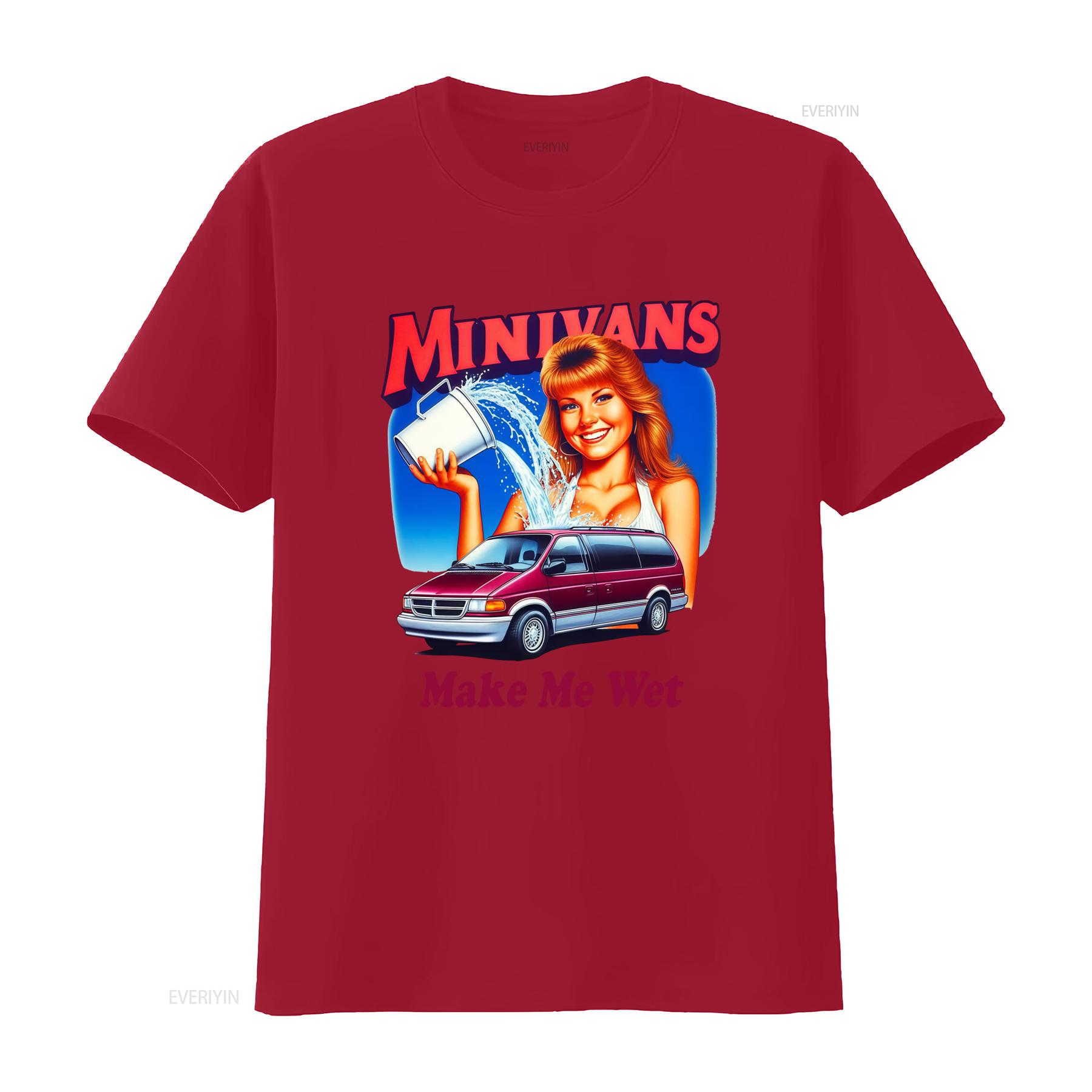 Retro Minivans Make Me Wet T Shirt Vintage Style Eye Catching Design for Car Lovers vintage Washed Top For Everyday Wear S