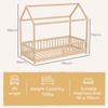 House-Shaped Kids Bed Frame with Guard Rails, Solid Pine Wood Single Bed Frame for Kids Boys and Girls, Natural