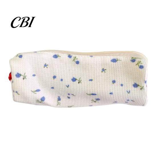 Girls Pencil Case Cute Floral Case, Mini Cotton Pouch for Pens Pencils Erasers, Lightweight Zipper Storage Bag Students, Kawaii Stationery Organizer