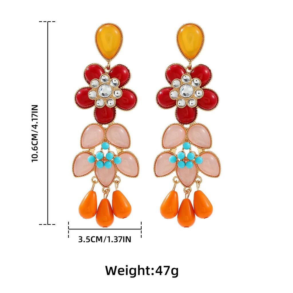 Pinkdudu Bohemian Style Fashionable Flower Drop Earrings European American Exaggerated Niche Handmade Earrings PD2183
