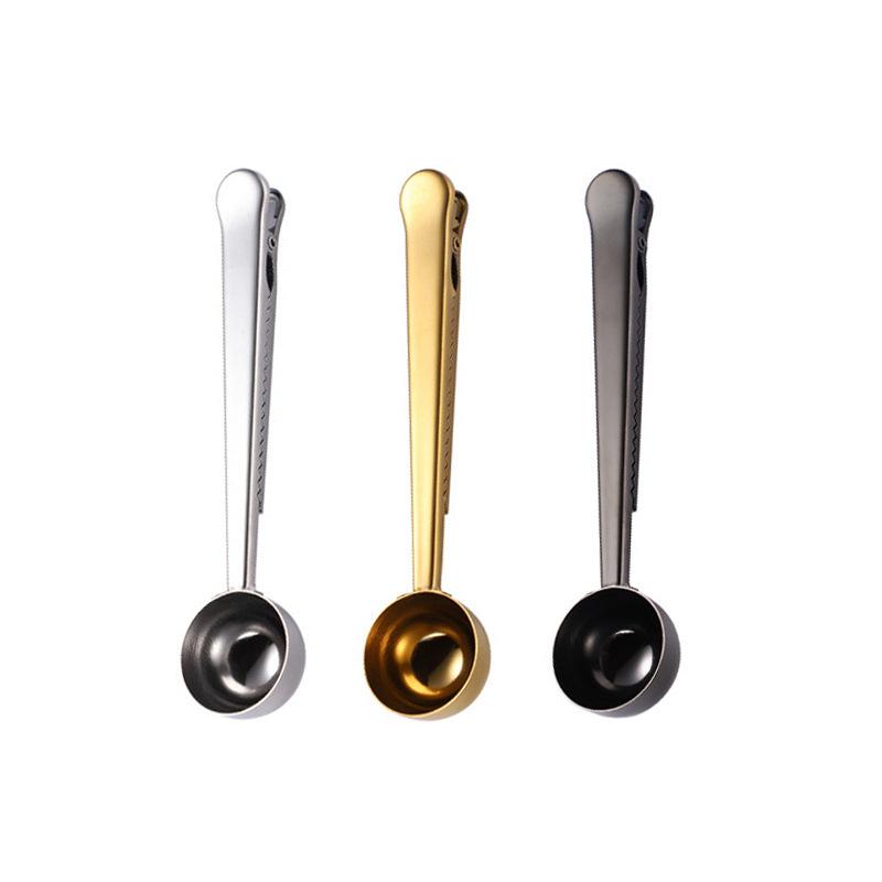 Stainless Steel Coffee Spoon/Sealing Clip Mirror Process Multipurpose Long Handle Measuring Spoon For Milk Powder Instant Drinks