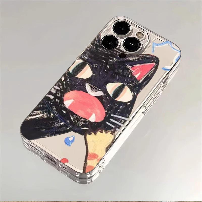 Süßes Graffiti-Katzenmuster Design Handyhülle geeignet für iPhone 17 16 Pro Max 11 12 13 14 15 Pro Max Schutzhülle