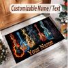 Music Guitar Theme Soft Crystal Velvet Rug Custom Name & Text Print Non Slip Floor Rug for Bedroom Living Room