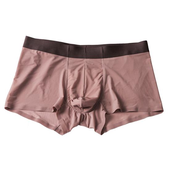 Men Boxer Underwear Mid-rise High Elasticity Tight Cut Shorts Briefs Solid Color Ice Silk Seamless Panties