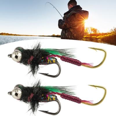 5Pcs Fly Fishing Lure with Sharp Hook Realistic Floating Hand Tied Feather Bionic Fly Fishing Bait Freshwater Saltwater Bass Trout Fishing Accessories