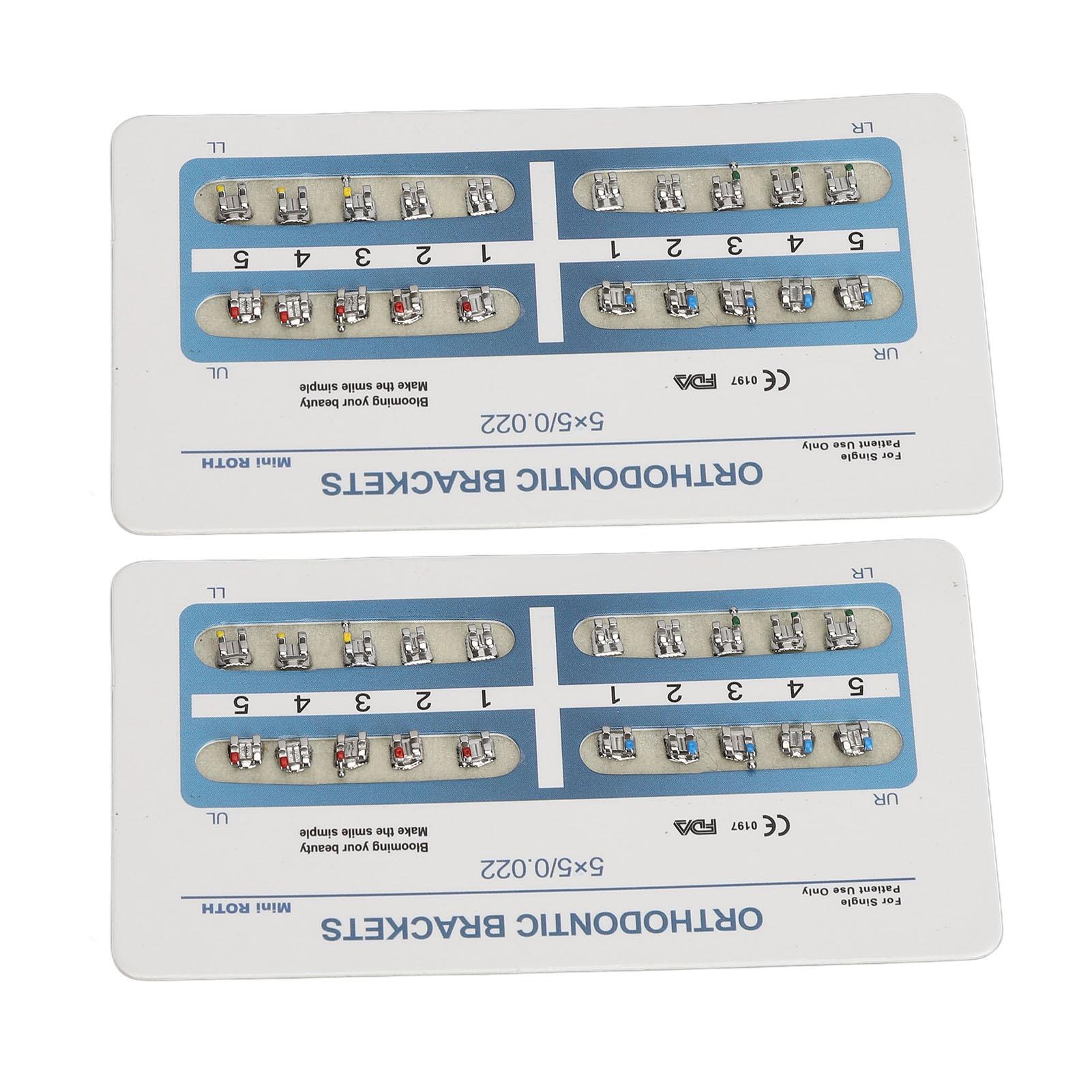 

10 листов Брекеты для зубов Мини брекет Roth 0,022 дюйма 3 крючка Металлический держатель для брекетов для зубов Оральный