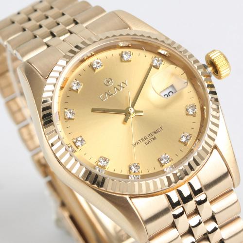 [GALAXY] GALAXY 5 ATM Couple's Men's Metal Wristwatch QT7013MC