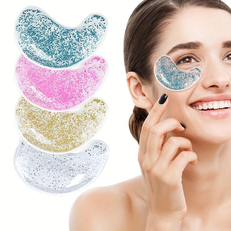 1 Pair Reusable Glitter Sequin Gel Eye Mask - Dual Temperature, Hot & Cold Compress Therapy for Soothing Puffy Eyes, Dark Circles, Migraine Relief